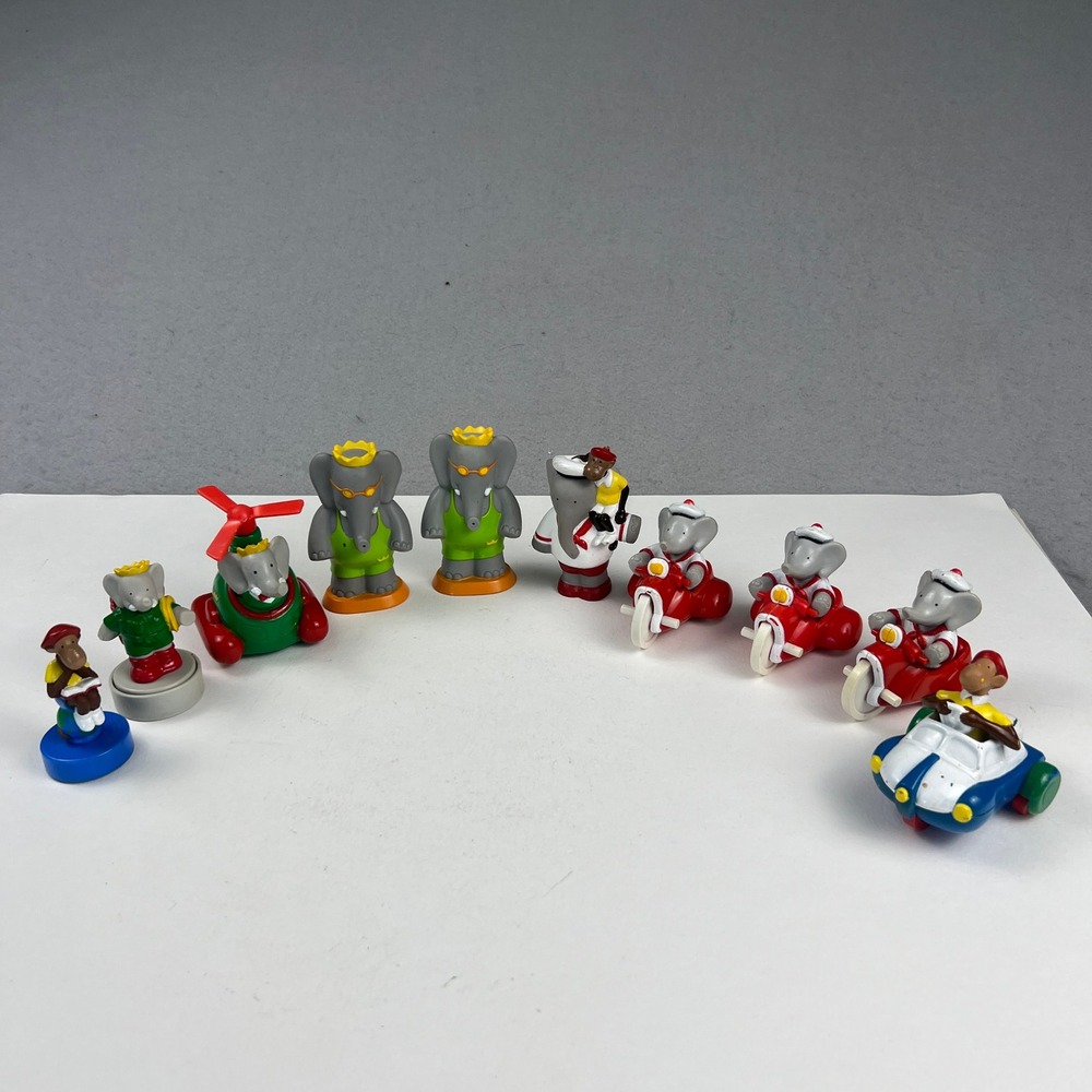 Vintage Babar the Elephant PVC Figurine Lot Kids 3.5in Multicolor Retro Toys